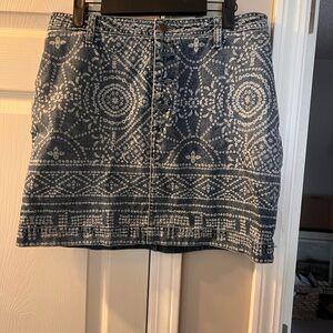 Free People Indigo and Cream Mini Skirt